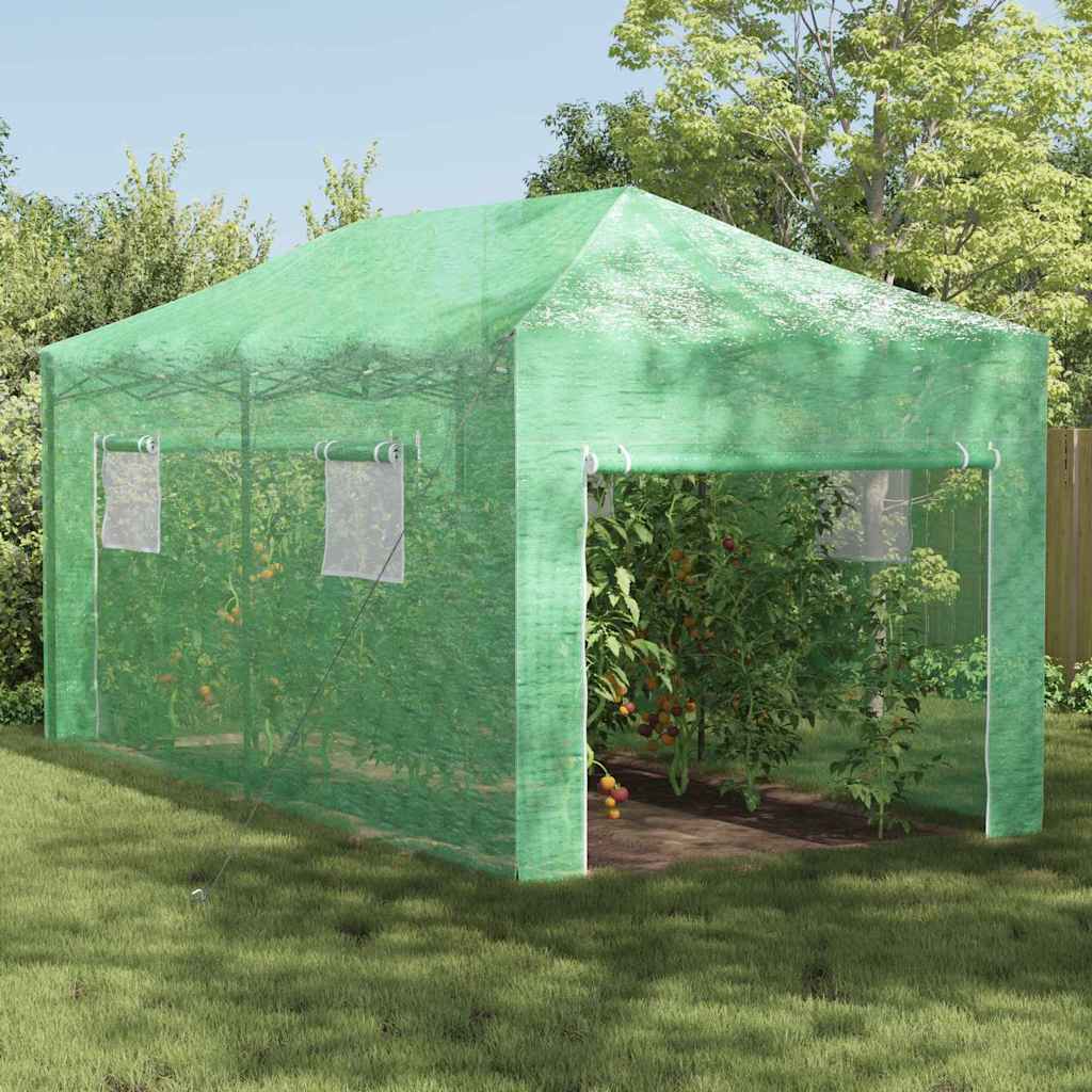 vidaXL Kasvihuone pop-up rakenteella Vihreä 290 x 580 x 315 cm Rauta